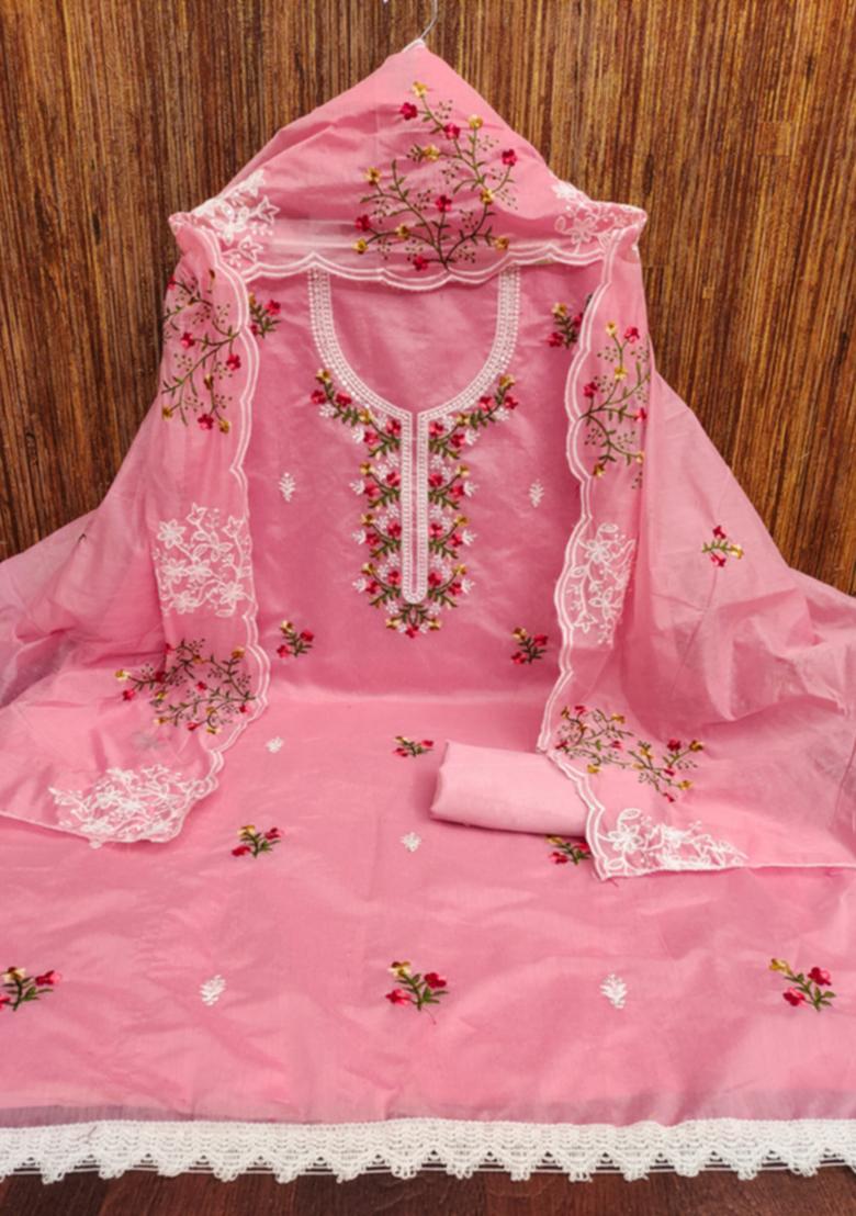 Pink Embellished Cotton Kurta Set
