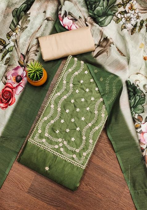 Green Embellished Cotton Kurta Set