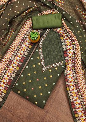 Green Embellished Organza Kurta Set