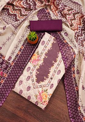 Purple Embellished Organza Kurta Set