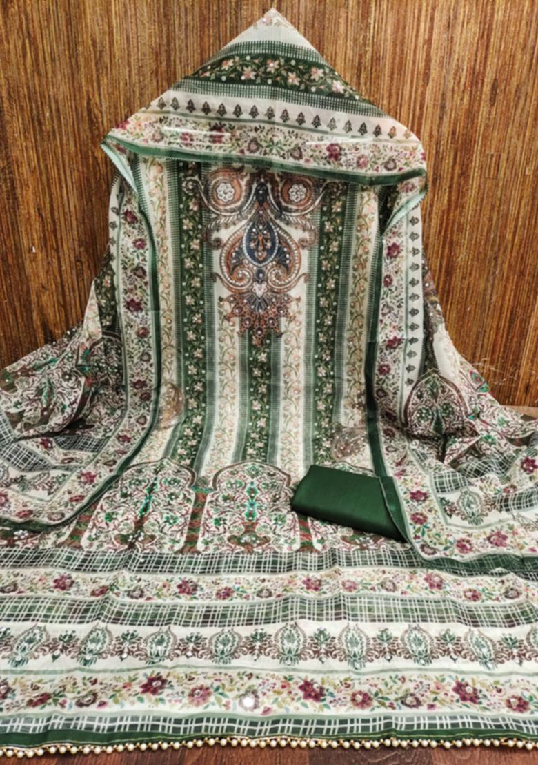 Green Embellished Organza Kurta Set