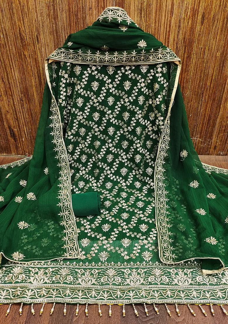 Green Embellished Chanderi Kurta Set