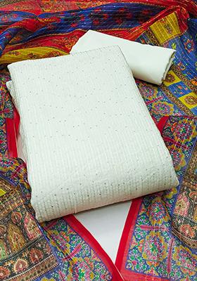 Blue Embellished Chanderi Kurta Set