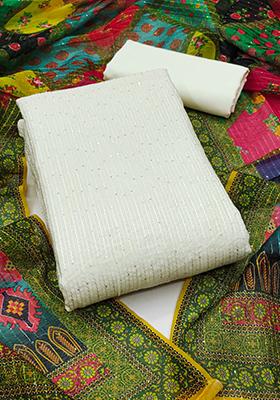 Green Embellished Chanderi Kurta Set