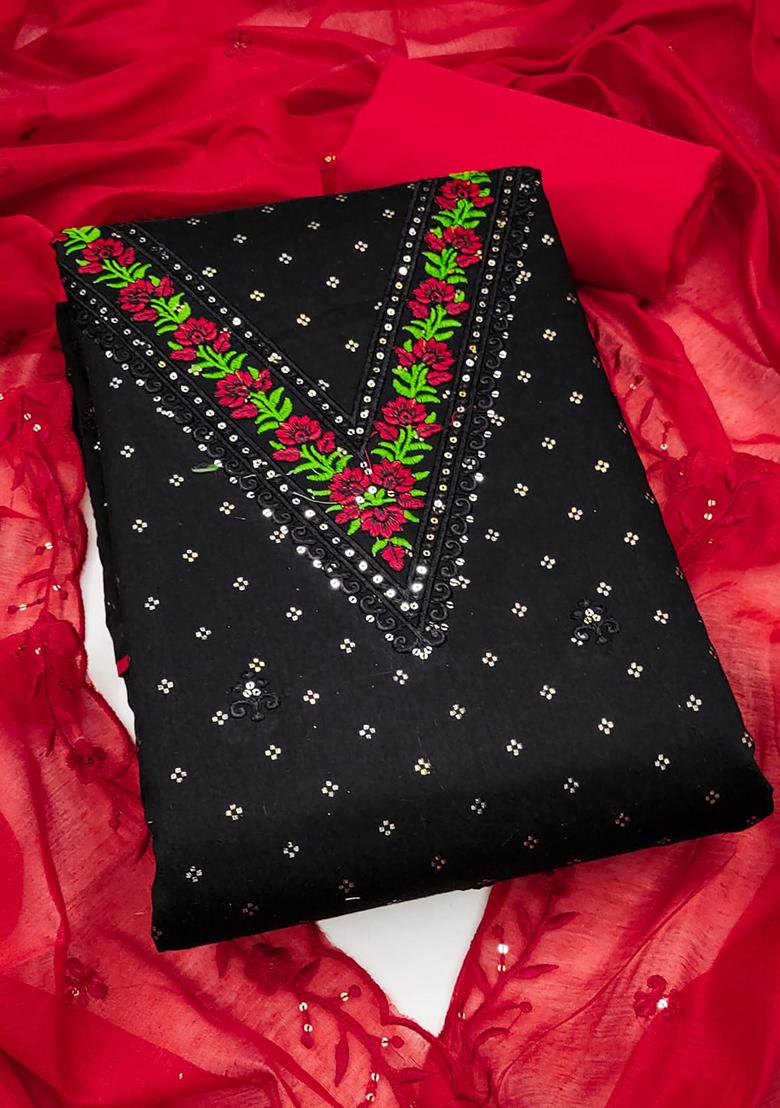 Black Embellished Chanderi Kurta Set