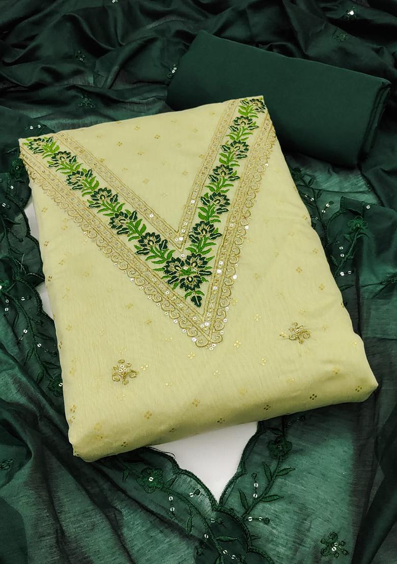 Cream Embellished Chanderi Kurta Set