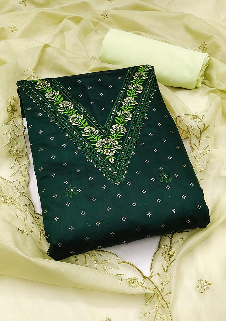 Green Embellished Chanderi Kurta Set