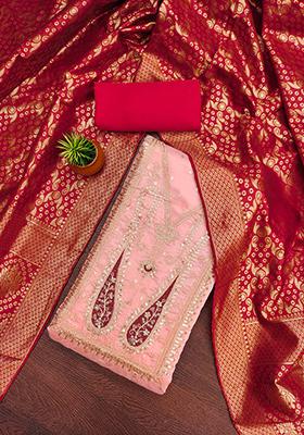 Cream Embellished Chanderi Kurta Set