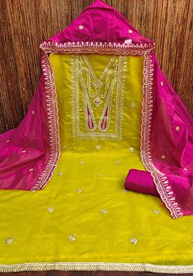 Sea Green Embellished Chanderi Kurta Set