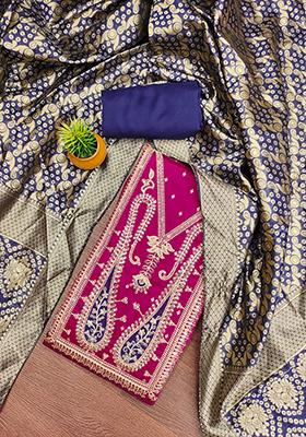 Pink Embellished Chanderi Kurta Set
