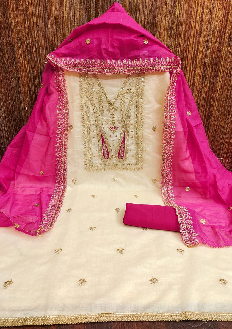 Multi Embellished Chanderi Kurta Set