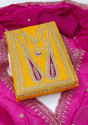 Yellow Embellished Chanderi Kurta Set