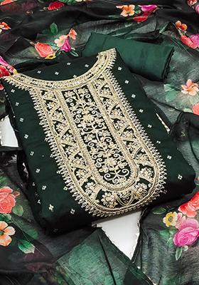 Green Embellished Chanderi Kurta Set