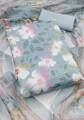 Teal Embellished Chanderi Kurta Set