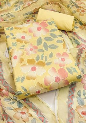 Yellow Embellished Chanderi Kurta Set