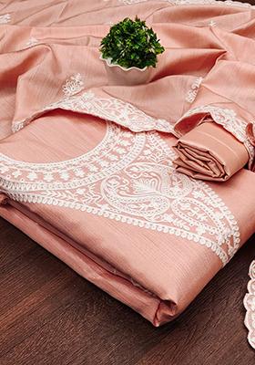 Orange Embellished Silk Kurta Set