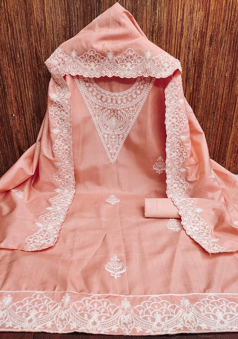 Orange Embellished Silk Kurta Set