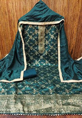 Aqua Embellished Chanderi Kurta Set