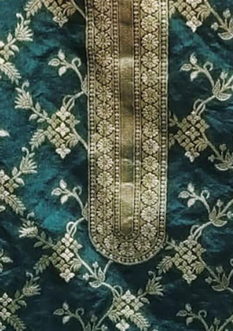 Aqua Embellished Chanderi Kurta Set