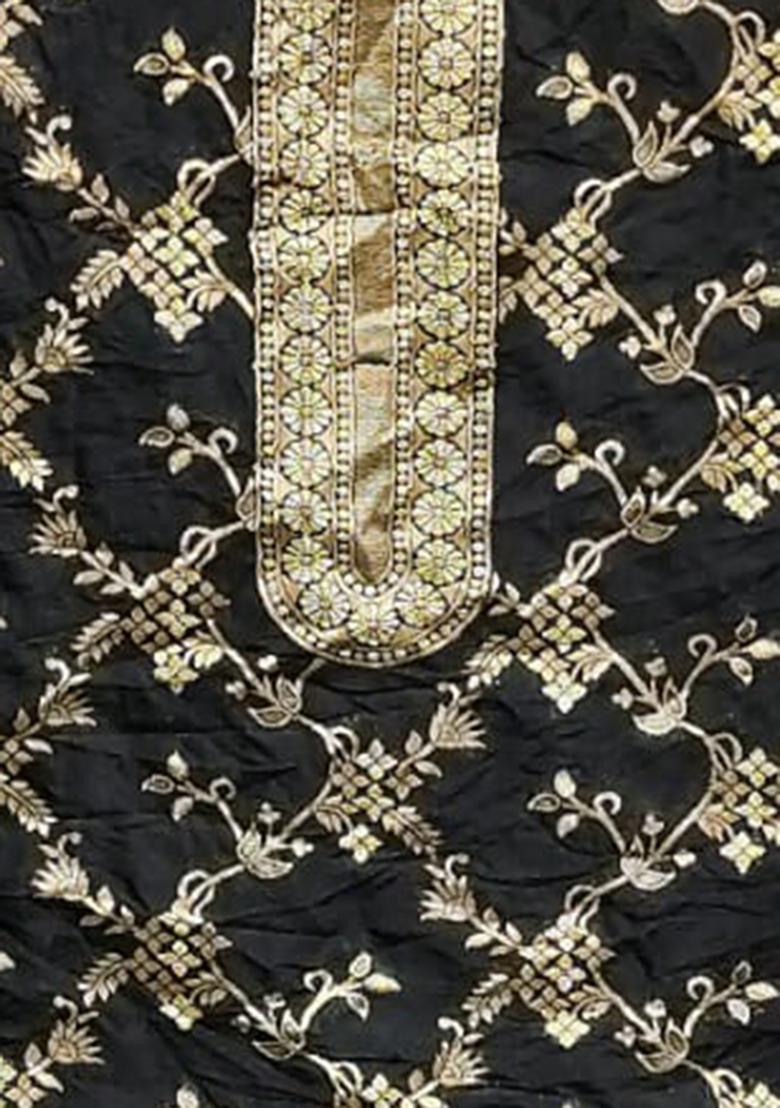 Black Embellished Chanderi Kurta Set
