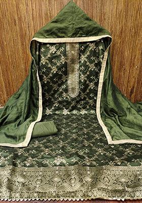 Green Embellished Chanderi Kurta Set