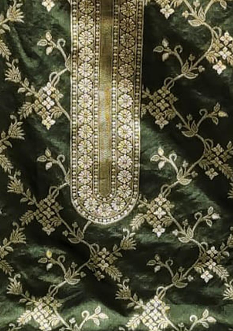 Green Embellished Chanderi Kurta Set