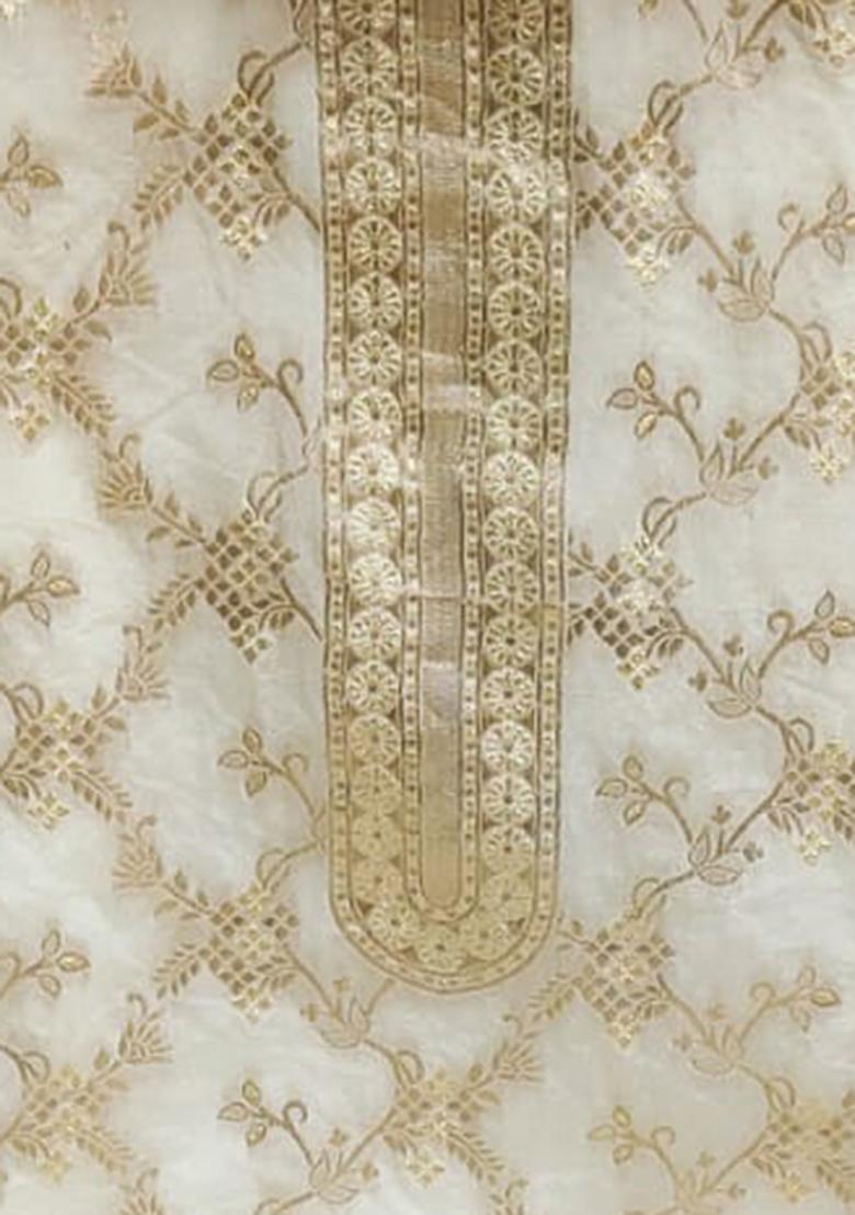 White Embellished Chanderi Kurta Set
