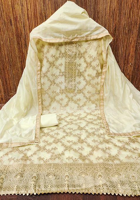 Yellow Embellished Chanderi Kurta Set