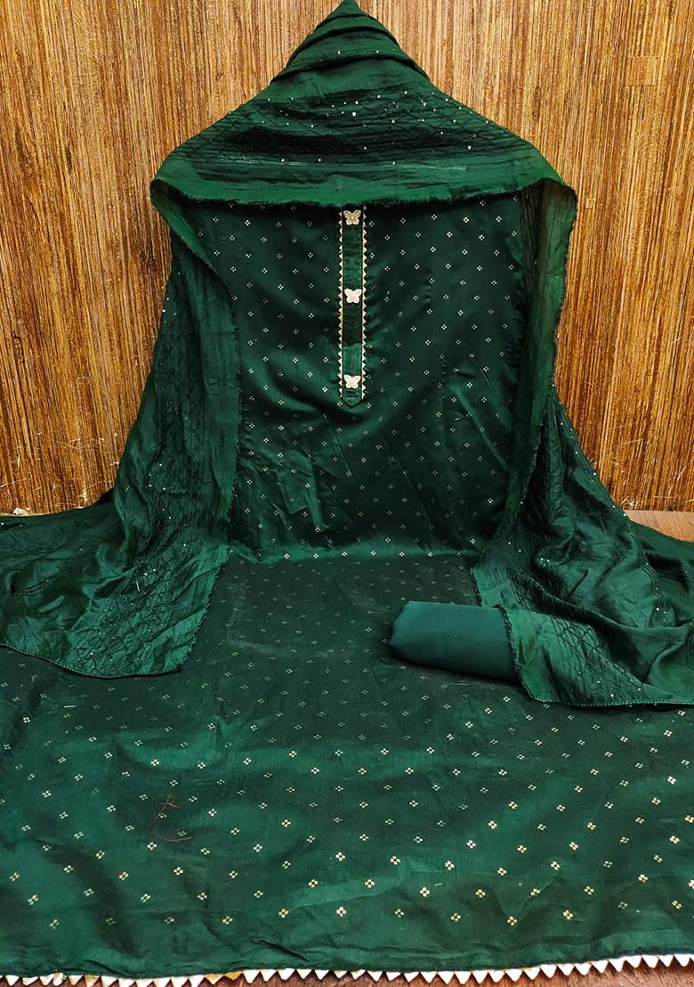 Green Embellished Chanderi Kurta Set