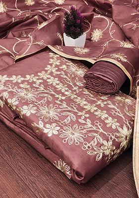 Pink Embellished Silk Kurta Set