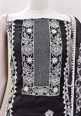Black Embellished Chanderi Kurta Set