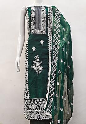 Green Embellished Chanderi Kurta Set