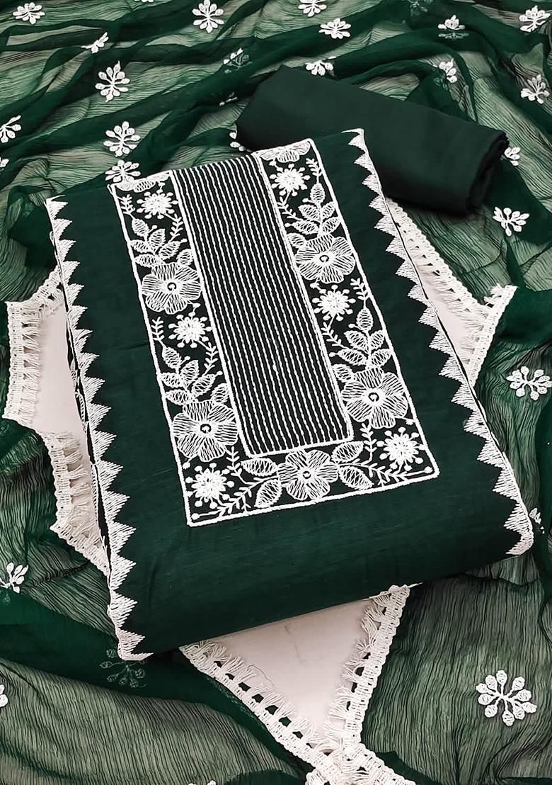 Green Embellished Chanderi Kurta Set