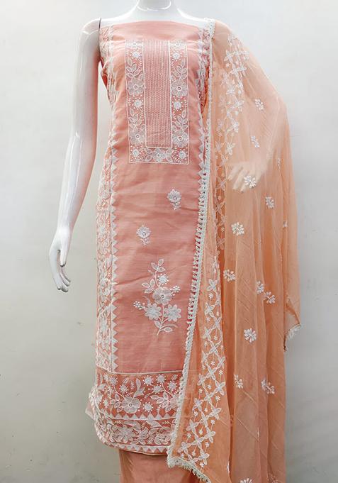 Orange Embellished Chanderi Kurta Set
