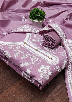 Pink Embellished Silk Kurta Set