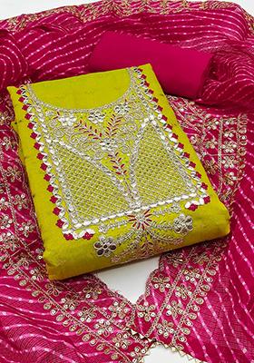 Sea Green Embellished Chanderi Kurta Set