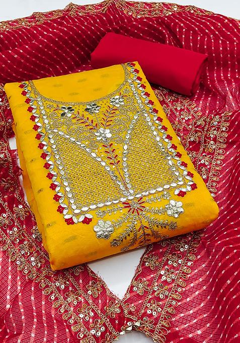 Yellow Embellished Chanderi Kurta Set