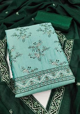 Blue Embellished Silk Kurta Set