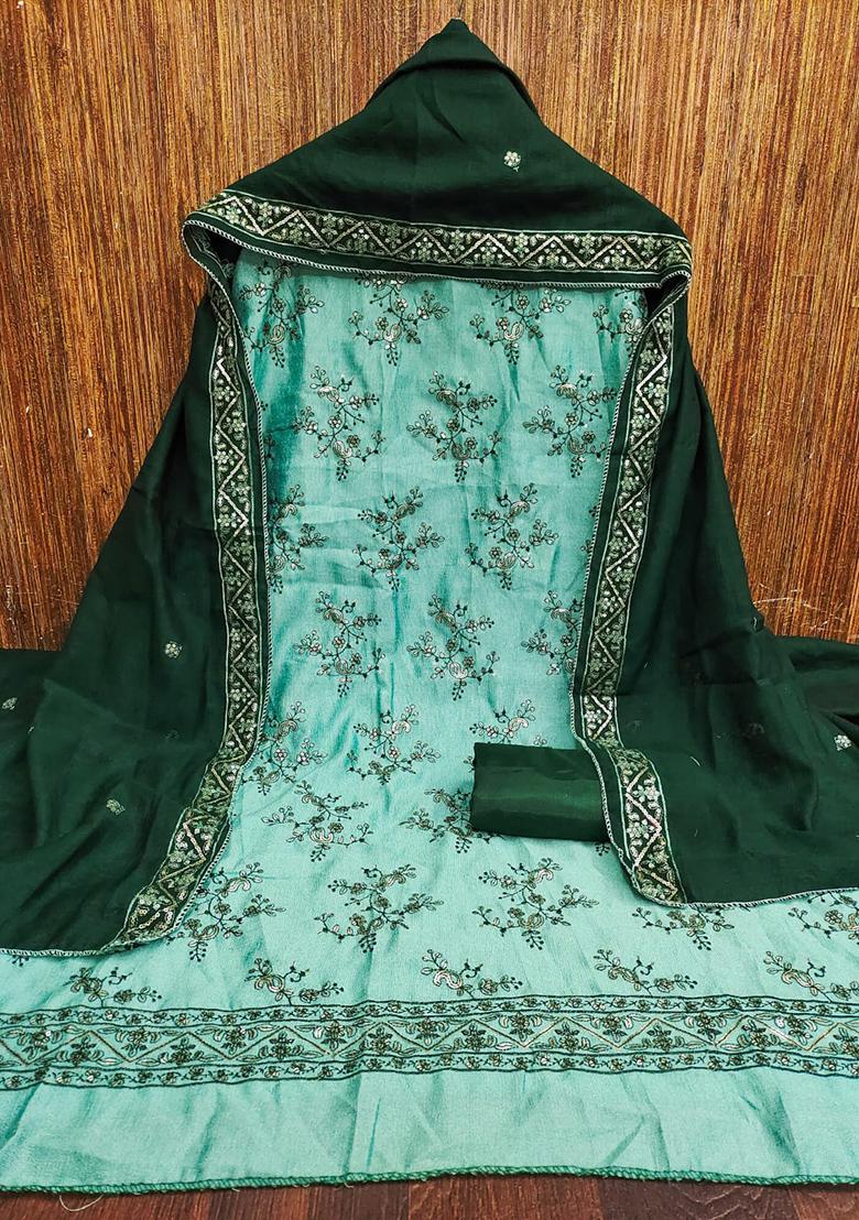 Blue Embellished Silk Kurta Set