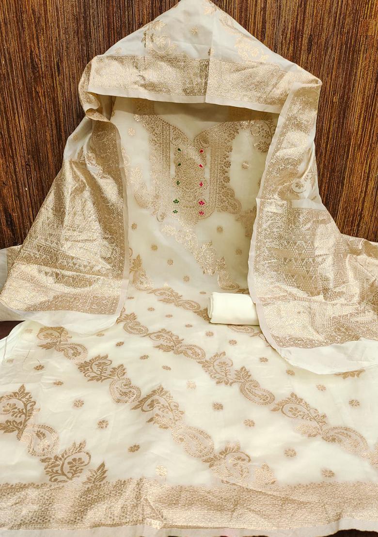 White Embellished Organza Kurta Set