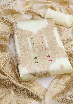 White Embellished Organza Kurta Set