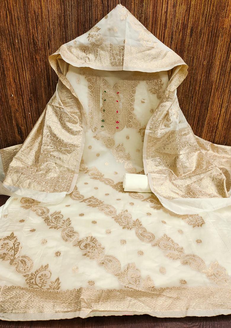 White Embellished Organza Kurta Set