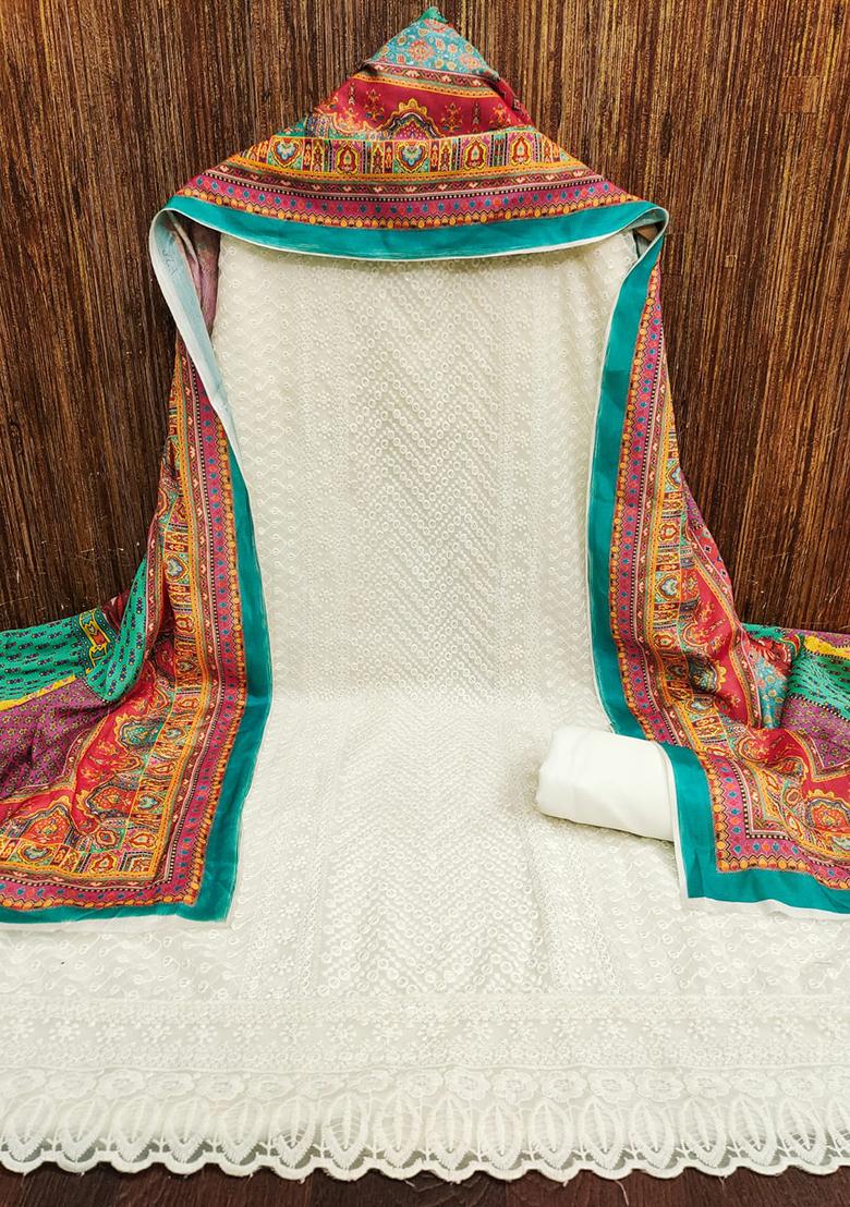 Pink Embellished Poly Georgette Kurta Set