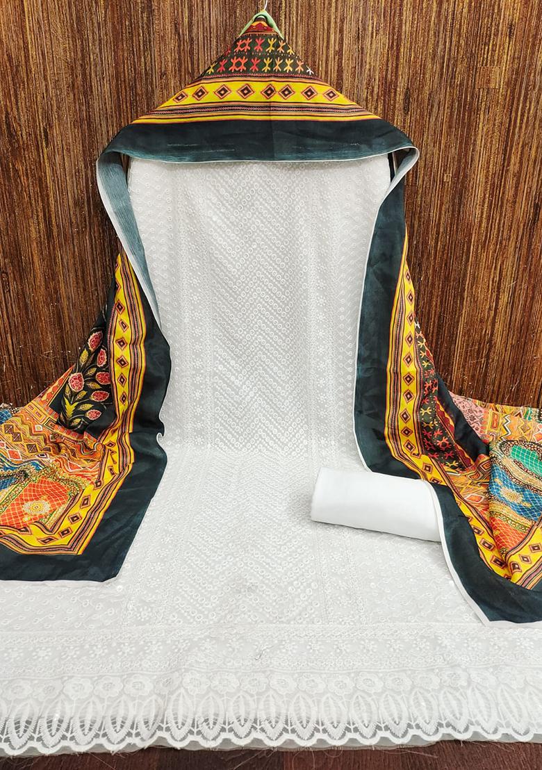 Gold Embellished Poly Georgette Kurta Set