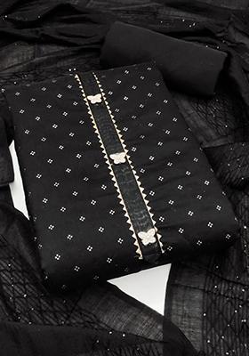 Black Embellished Chanderi Kurta Set