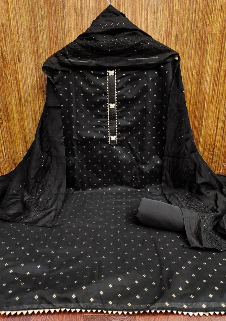 Black Embellished Chanderi Kurta Set