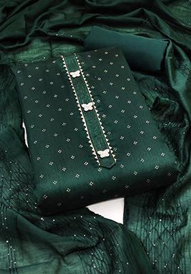 Green Embellished Chanderi Kurta Set
