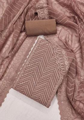 Brown Embellished Poly Georgette Kurta Set