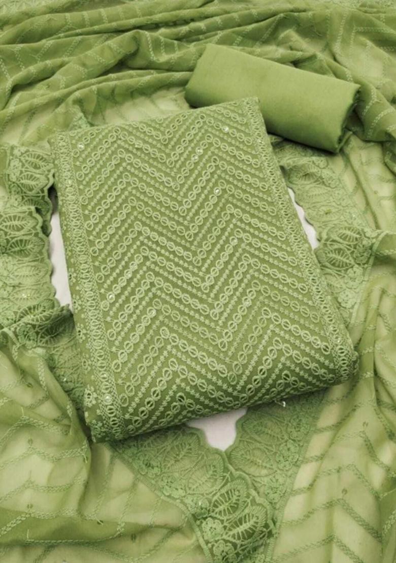 Green Embellished Poly Georgette Kurta Set