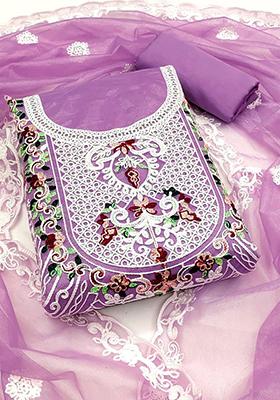 Lavender Embellished Organza Kurta Set